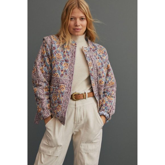 Anthropologie Antik Batik Vineyard Quilted Jacquard Jacket - Picture 5 of 11